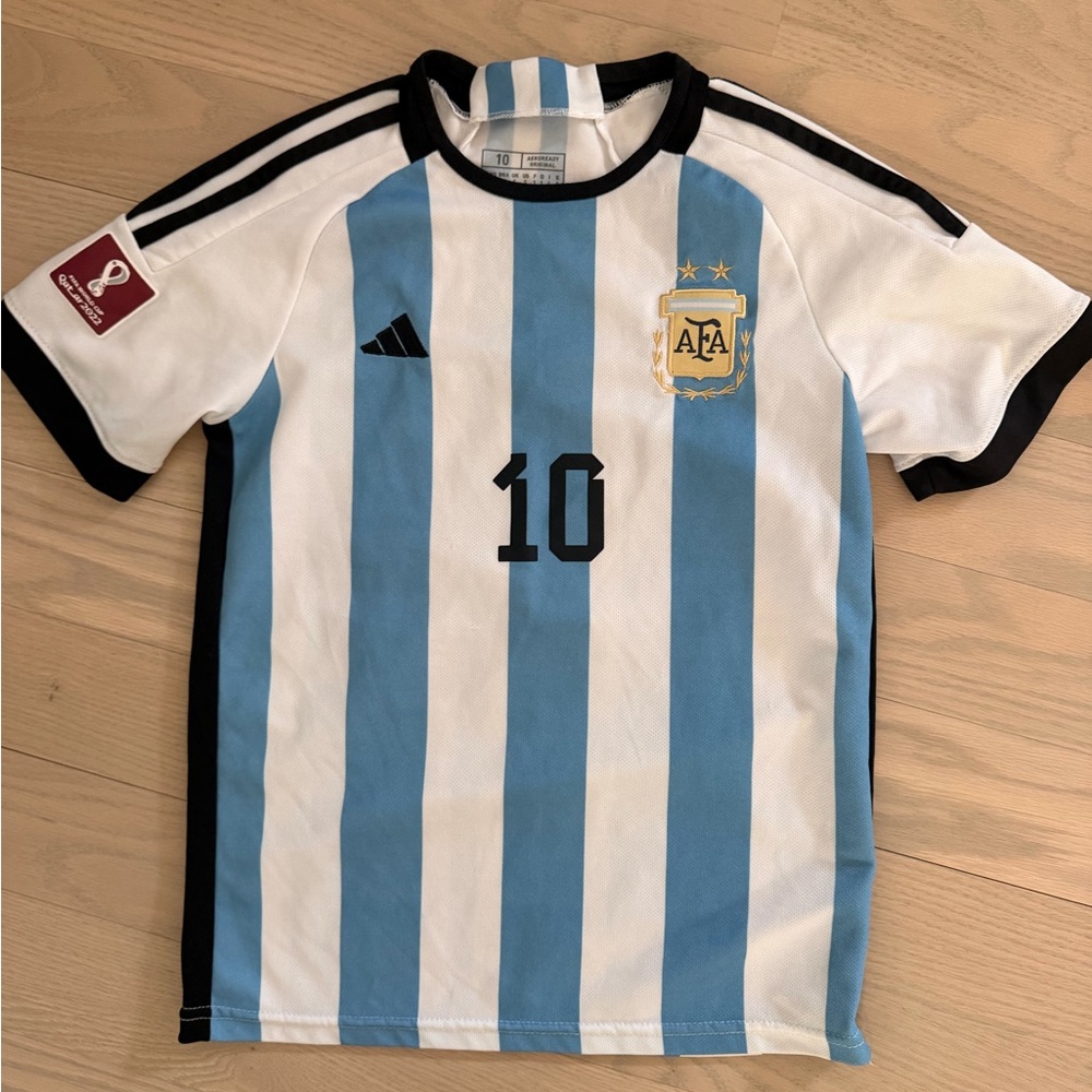 adidas Kids Sky Blue and White Soccer Jersey